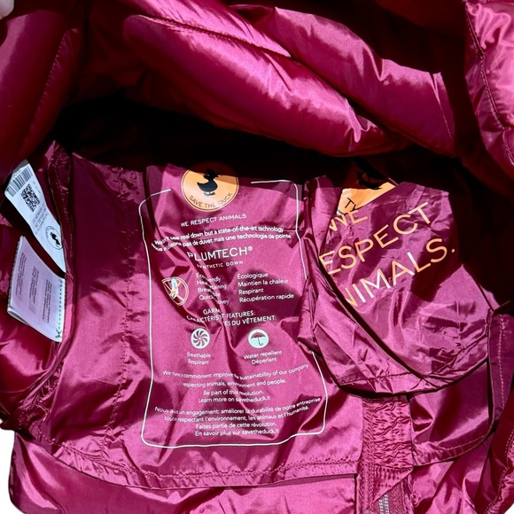 Save the Duck Sz M Jacket Ultra Light Puffer Coat Red Cozy Vegan Classic New - Picture 5 of 9